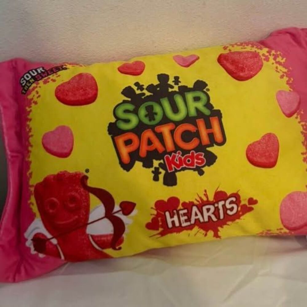 Sour patch kids removable squishy hearts pillow